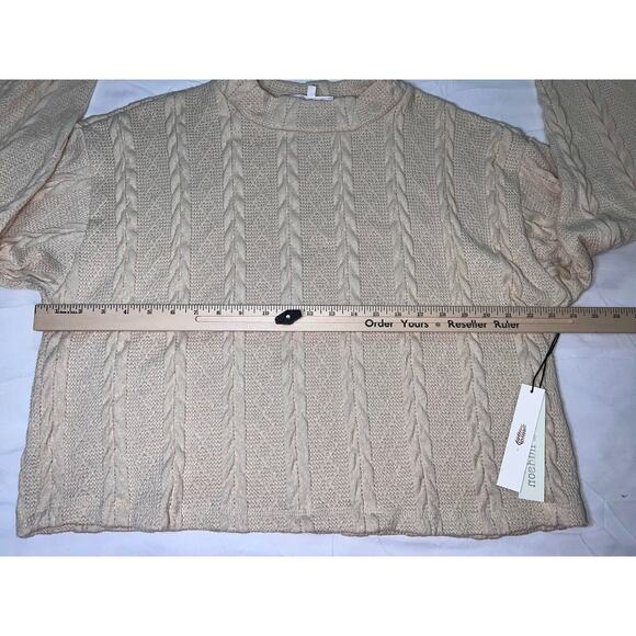 June & Hudson Sweater Womens Size 1 Beige Cable Knit Pullover Mock Neck Fall NWT - Picture 8 of 16